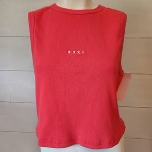 Roxy Red Ribbed Sleeveless Tank Top
